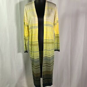 NWT New York & Co. Soho Jeans Yellow & Green Striped Split Back Duster Cardigan